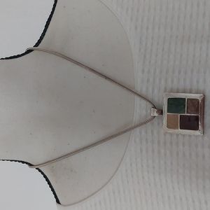 Croft & Barrow Multicolor Enameled Square Pendant Silver Tone Necklace